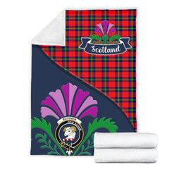 Ruthven Tartan Crest Premium Blanket - Thistle Style