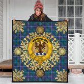Sandilands Tartan Crest Premium Quilt - Gold Thistle Style