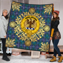 Sandilands Tartan Crest Premium Quilt - Gold Thistle Style