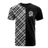 Scott Black White Modern Tartan T-Shirt Half of Me - Cross Style