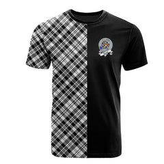 Scott Black White Modern Tartan T-Shirt Half of Me - Cross Style