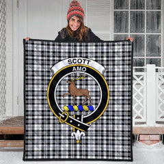 Scott Black White Modern Tartan Crest Quilt