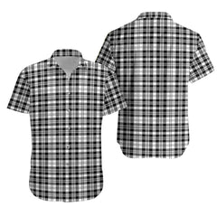 Scott Black White Modern Tartan Hawaiian Shirt