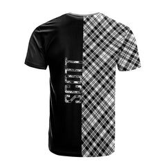 Scott Black White Modern Tartan T-Shirt Half of Me - Cross Style