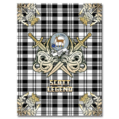 Scott Black White Modern Tartan Gold Courage Symbol Blanket