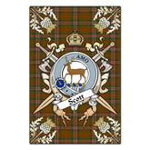 Scott Brown Modern Tartan Crest Black Garden Flag - Gold Thistle Style