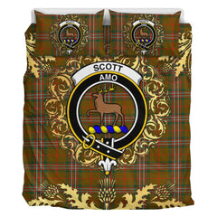 Scott Brown Modern Tartan Crest Bedding Set - Golden Thistle Style