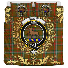 Scott Brown Modern Tartan Crest Bedding Set - Golden Thistle Style