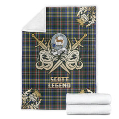 Scott Green Modern Tartan Gold Courage Symbol Blanket