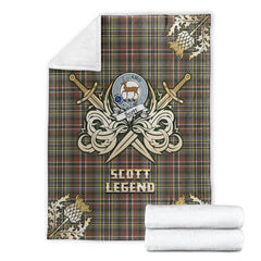 Scott Green Weathered Tartan Gold Courage Symbol Blanket