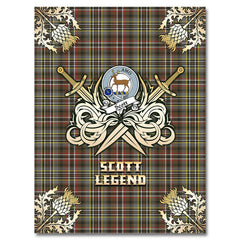 Scott Green Weathered Tartan Gold Courage Symbol Blanket
