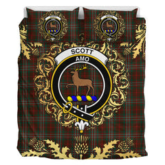 Scott Hunting 01 Tartan Crest Bedding Set - Golden Thistle Style