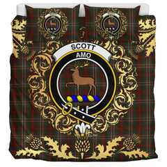 Scott Hunting 01 Tartan Crest Bedding Set - Golden Thistle Style