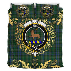Scott Hunting 02 Tartan Crest Bedding Set - Golden Thistle Style