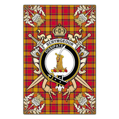 Scrymgeour Tartan Crest Black Garden Flag - Gold Thistle Style