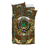 Seton Hunting Tartan Crest Bedding Set - Golden Thistle Style