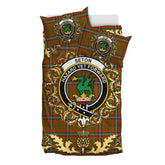 Seton Hunting Modern Tartan Crest Bedding Set - Golden Thistle Style