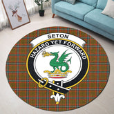 Seton Hunting Modern Tartan Crest Round Rug