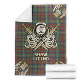 Shaw Green Modern Tartan Gold Courage Symbol Blanket