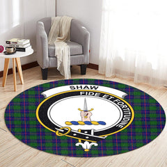 Shaw Modern Tartan Crest Round Rug