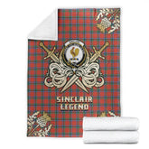 Sinclair Ancient Tartan Gold Courage Symbol Blanket