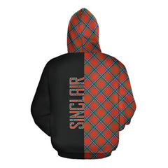 Sinclair Ancient Tartan Hoodie Half of Me - Cross Style