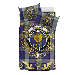 Sinclair Dress Tartan Crest Bedding Set - Golden Thistle Style
