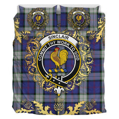Sinclair Dress Tartan Crest Bedding Set - Golden Thistle Style