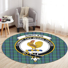 Sinclair Hunting Ancient Tartan Crest Round Rug