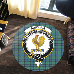 Sinclair Hunting Ancient Tartan Crest Round Rug