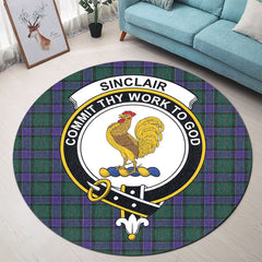Sinclair Hunting Modern Tartan Crest Round Rug