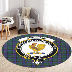 Sinclair Hunting Modern Tartan Crest Round Rug