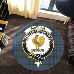 Sinclair Hunting Modern Tartan Crest Round Rug