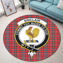 Sinclair Modern Tartan Crest Round Rug