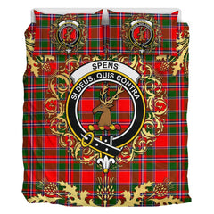 Spens Modern Tartan Crest Bedding Set - Golden Thistle Style