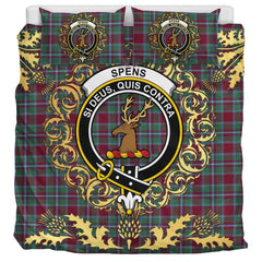 Spens (Spence) Tartan Crest Bedding Set - Golden Thistle Style