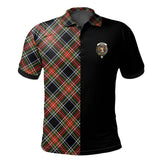 Stewart Black Tartan Polo Shirt Half of Me - Cross Style