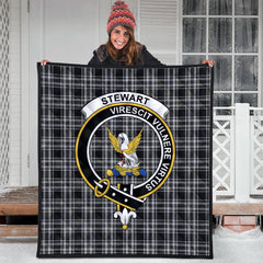 Stewart Black and White Tartan Crest Quilt