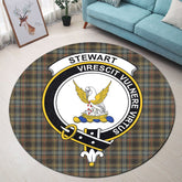 Stewart Hunting Weathered Tartan Crest Round Rug