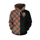 Stewart Royal Ancient Tartan Hoodie Half of Me - Cross Style