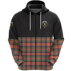 Stewart Royal Ancient Clan Half Of Tartan Zipper Hoodie