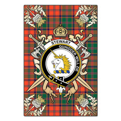 Stewart of Appin Ancient Tartan Crest Black Garden Flag - Gold Thistle Style