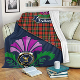 Stewart (High Stewards) Tartan Crest Premium Blanket - Thistle Style
