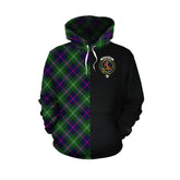 Sutherland Modern Tartan Hoodie Half of Me - Cross Style