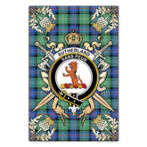 Sutherland Old Ancient Tartan Crest Black Garden Flag - Gold Thistle Style