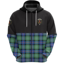 Sutherland Old Ancient Clan Half Of Tartan Zipper Hoodie
