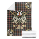 Sutherland Weathered Tartan Gold Courage Symbol Blanket