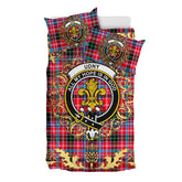Udny Tartan Crest Bedding Set - Golden Thistle Style