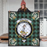 Wallace Hunting Ancient Tartan Crest Premium Quilt - Gold Thistle Style
