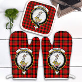 Wallace Hunting Red Tartan Crest Oven Mitt And Pot Holder (2 Oven Mitts + 1 Pot Holder)